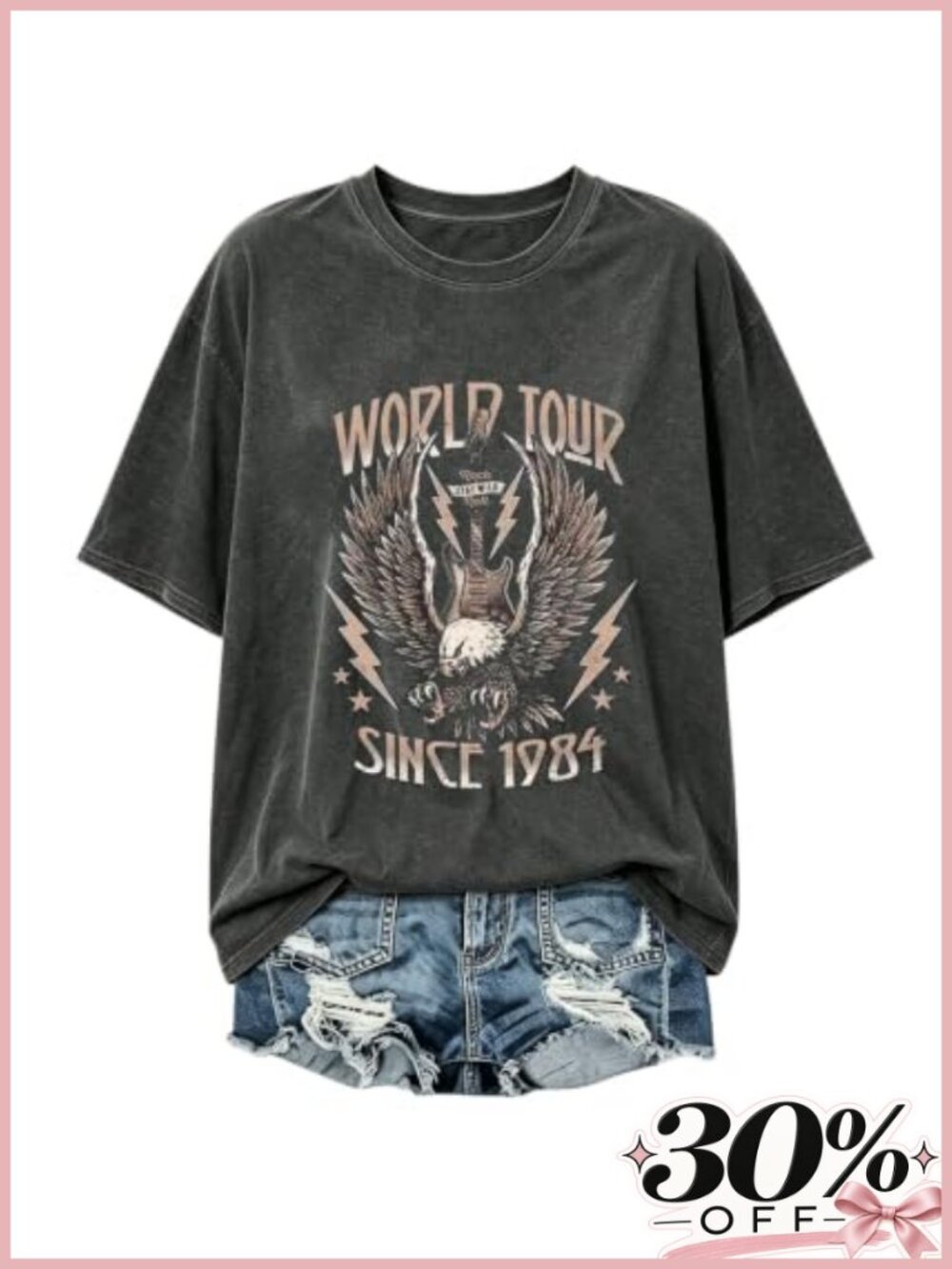 Women's Nashville Oversized Country Music Tee Vintage Guitar Graphic Crew Neck